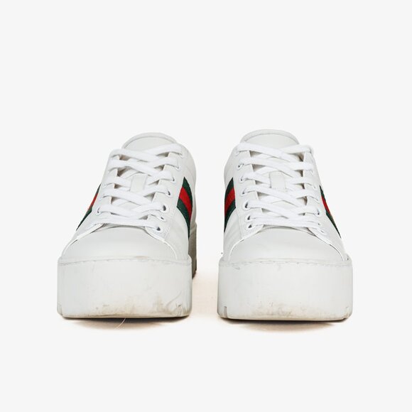 Gucci Ace White Leather Platform Sneakers - Picture 2 of 12